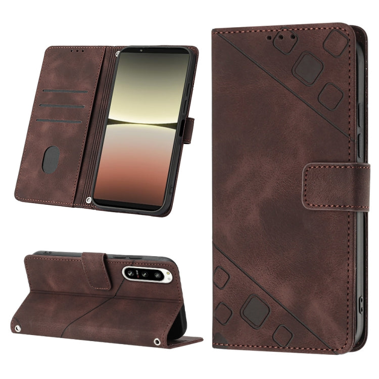 For Sony Xperia 5 IV Skin-feel Embossed Leather Phone Case