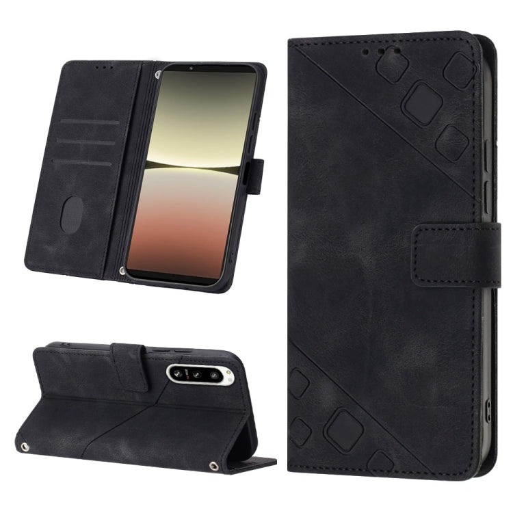 For Sony Xperia 5 IV Skin-feel Embossed Leather Phone Case