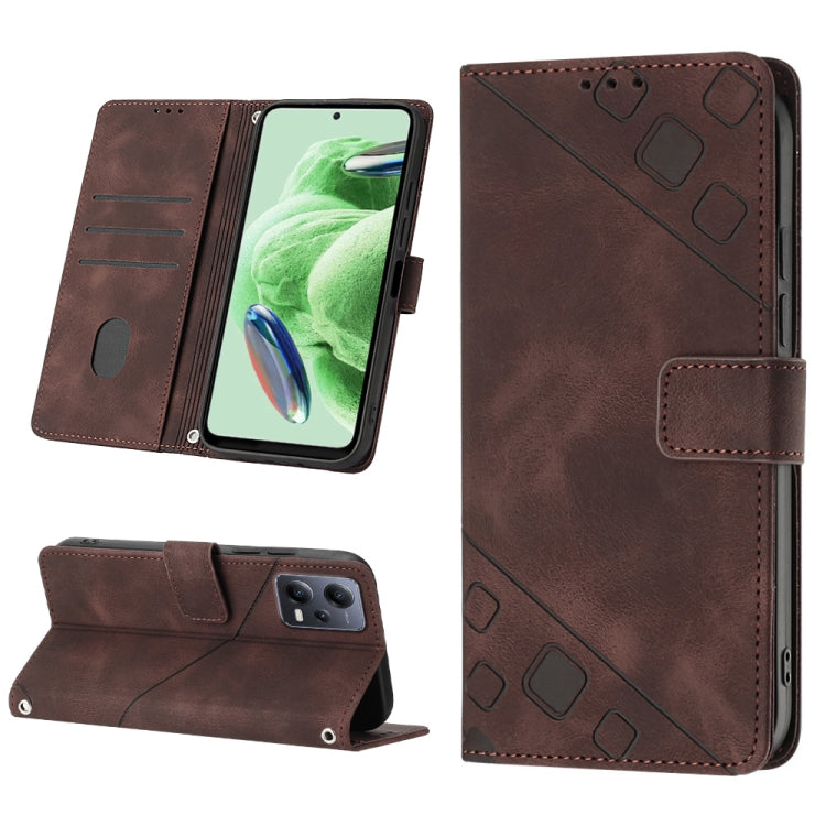 For Xiaomi Redmi Note 12 Global Skin-feel Embossed Leather Phone Case