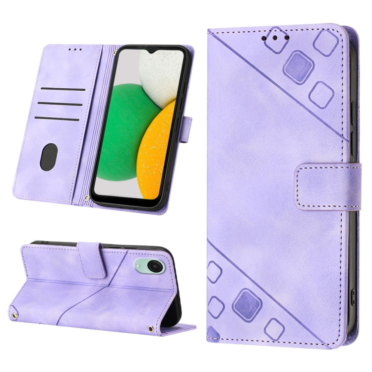 For Samsung Galaxy A04 Core Skin-feel Embossed Leather Phone Case