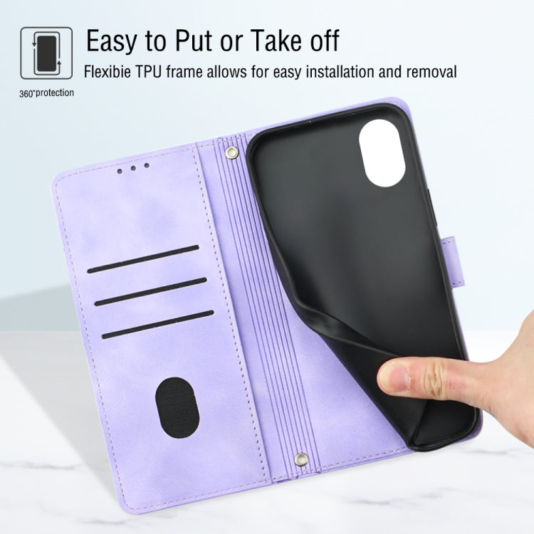 For Samsung Galaxy A04 Core Skin-feel Embossed Leather Phone Case