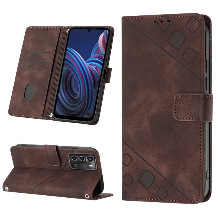 For ZTE Blade A72 Skin-feel Embossed Leather Phone Case