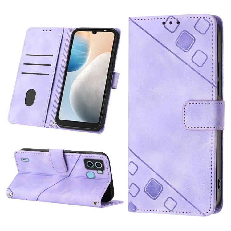 For Tecno Pop 6 Skin-feel Embossed Leather Phone Case