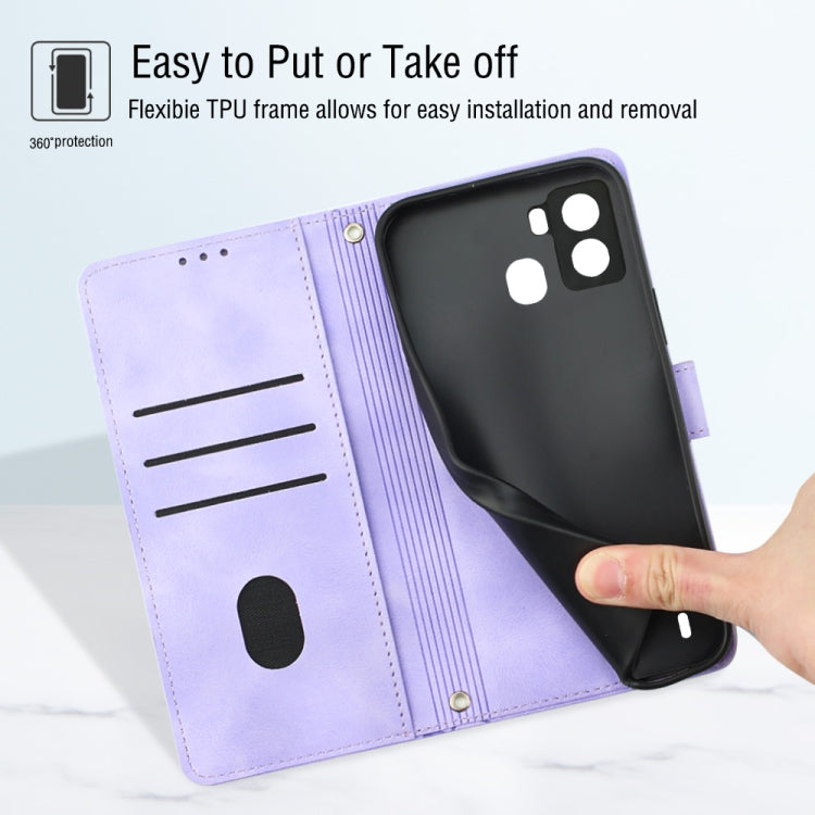 For Tecno Pop 6 Skin-feel Embossed Leather Phone Case