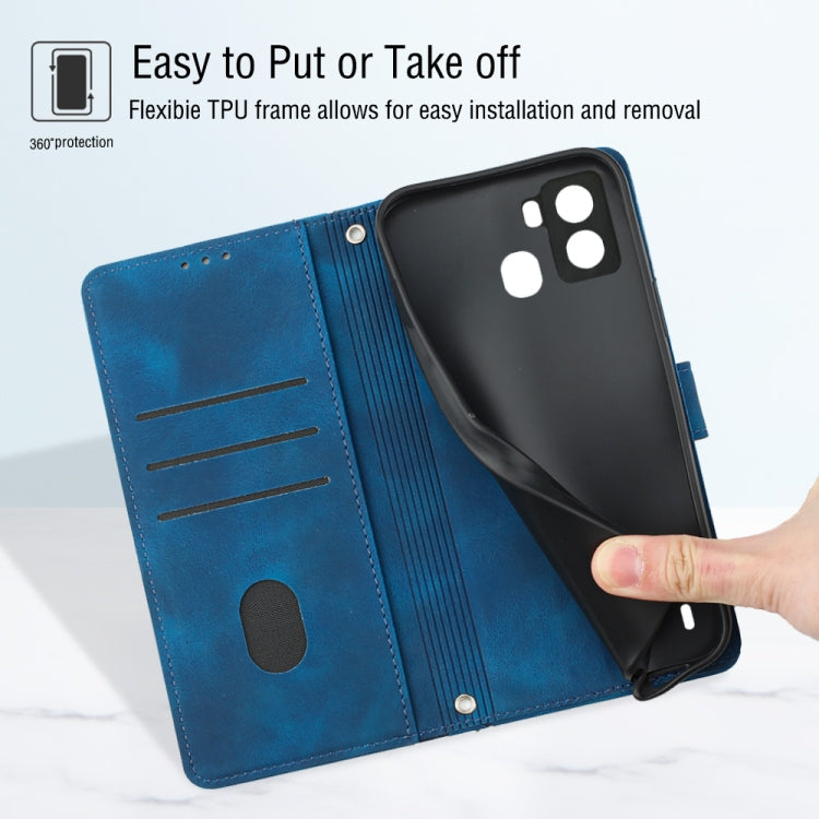 For Tecno Pop 6 Skin-feel Embossed Leather Phone Case