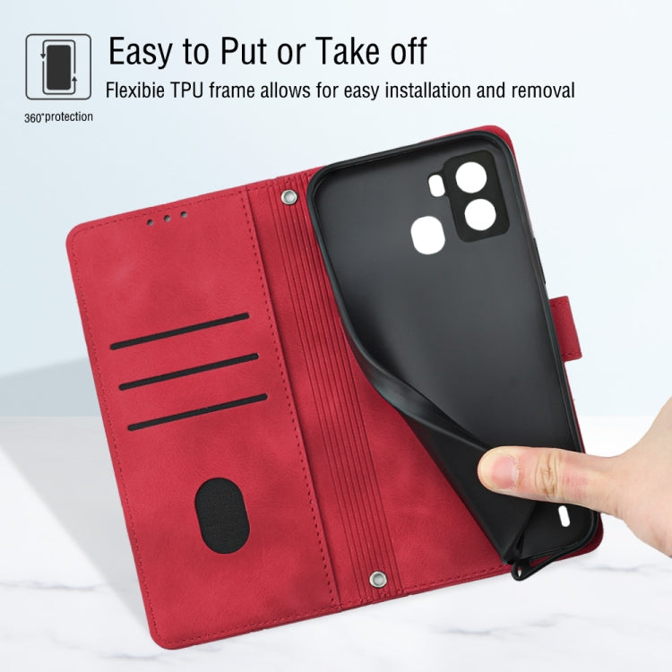 For Tecno Pop 6 Skin-feel Embossed Leather Phone Case