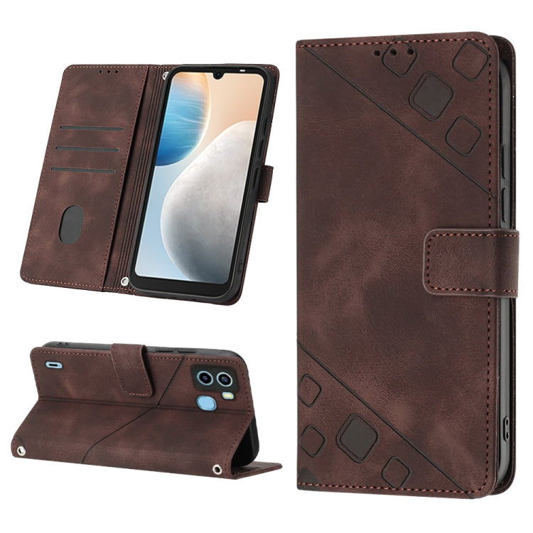 For Tecno Pop 6 Skin-feel Embossed Leather Phone Case