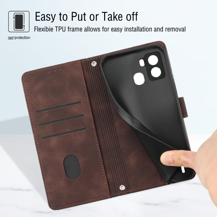 For Tecno Pop 6 Skin-feel Embossed Leather Phone Case