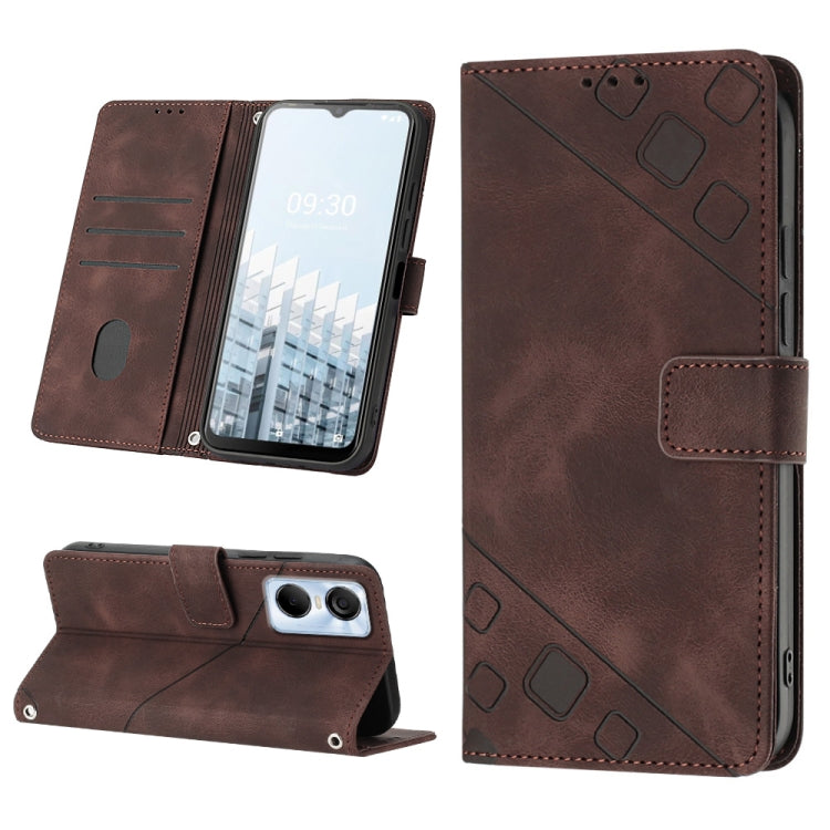 For Tecno Pop 6 Pro Skin-feel Embossed Leather Phone Case