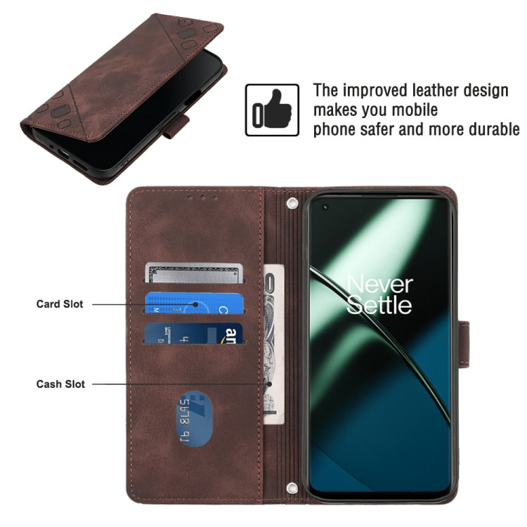 For OnePlus 11 Skin-feel Embossed Leather Phone Case