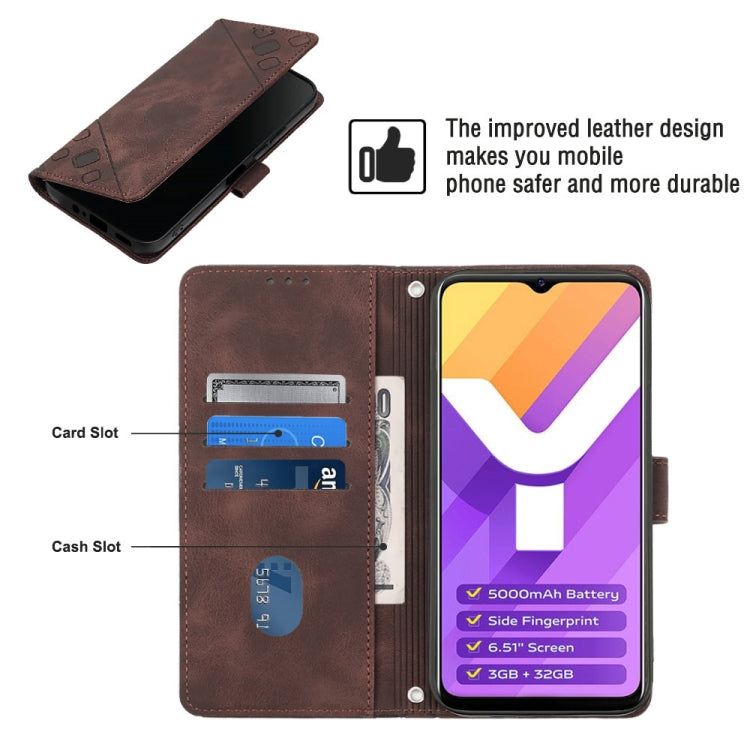 For vivo Y15s 2021 / Y15a Skin-feel Embossed Leather Phone Case