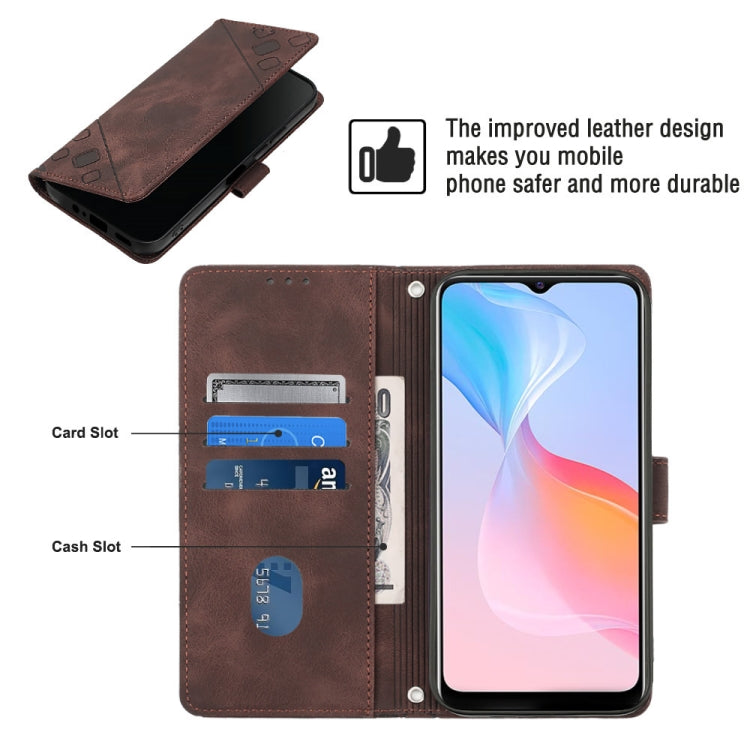 For vivo Y21 2021 / Y33s / Y21s Skin-feel Embossed Leather Phone Case