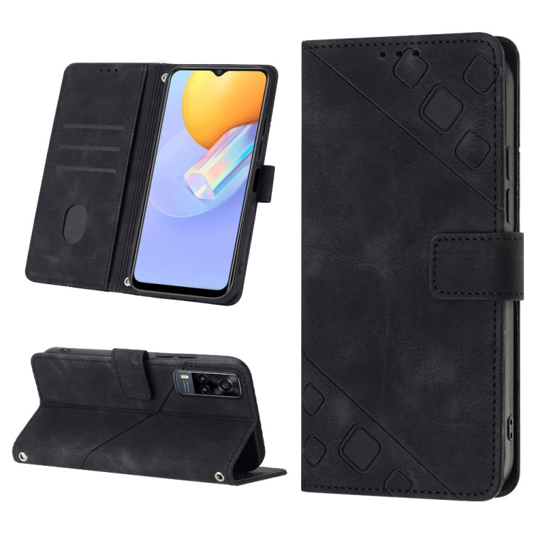 For vivo Y51 2020 / Y31 2021 / Y51a / Y53s 4G Skin-feel Embossed Leather Phone Case