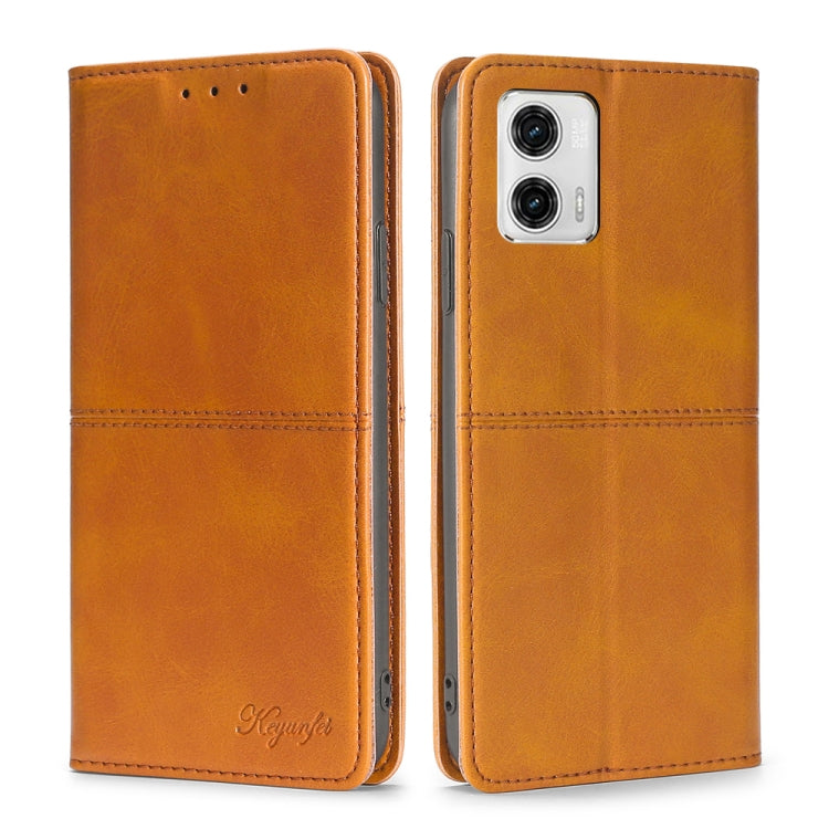 For Motorola Moto G73 5G Cow Texture Magnetic Horizontal Flip Leather Phone Case