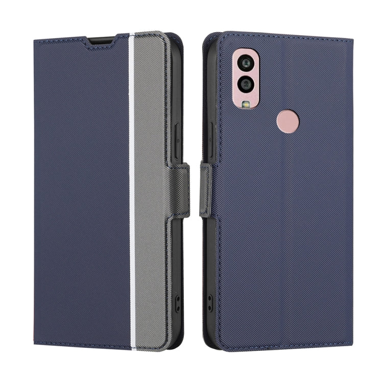 For Kyocera Android One S10 Twill Texture Side Buckle Leather Phone Case