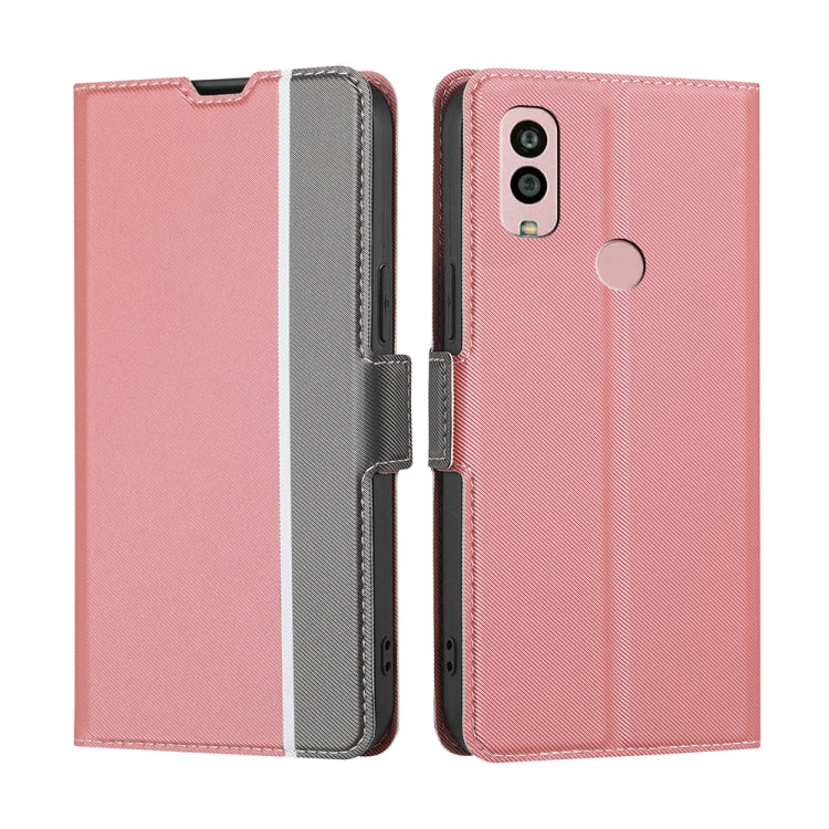 For Kyocera Android One S10 Twill Texture Side Buckle Leather Phone Case