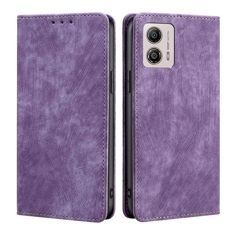 For Motorola Moto G53 5G/G13 4G/G23 4G RFID Anti-theft Brush Magnetic Leather Phone Case