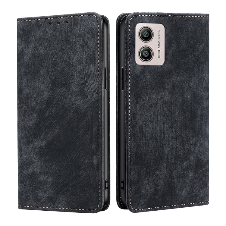 For Motorola Moto G53 5G/G13 4G/G23 4G RFID Anti-theft Brush Magnetic Leather Phone Case