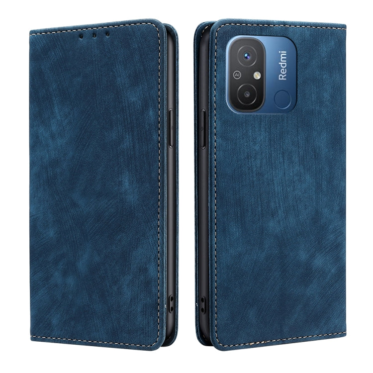 For Xiaomi Redmi 12C 4G RFID Anti-theft Brush Magnetic Leather Phone Case