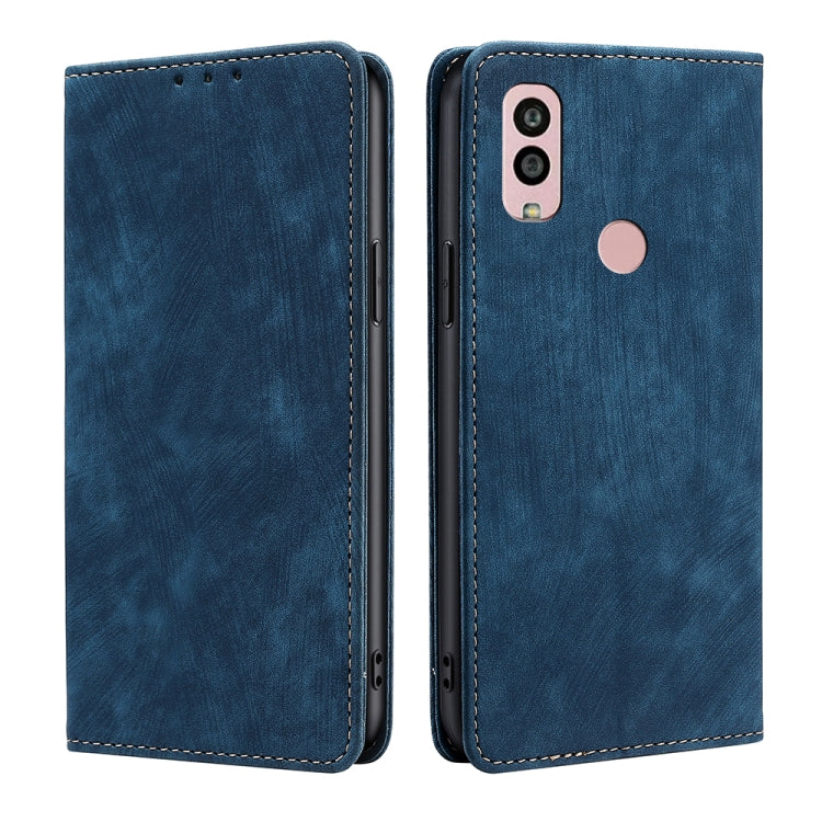 For Kyocera Android One S10 RFID Anti-theft Brush Magnetic Leather Phone Case