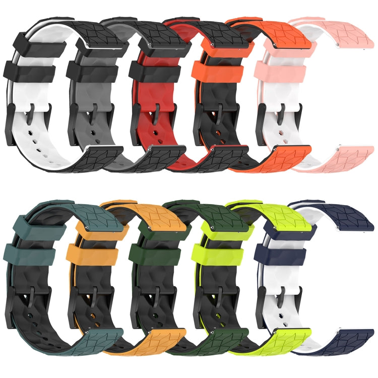 20mm Universal Football Pattern Two-Color Silicone Watch Band