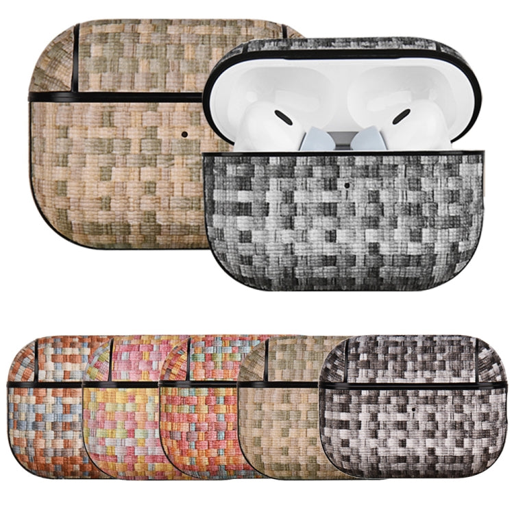 For AirPods Pro 2 PC Woven Leather Skin Earphone Case