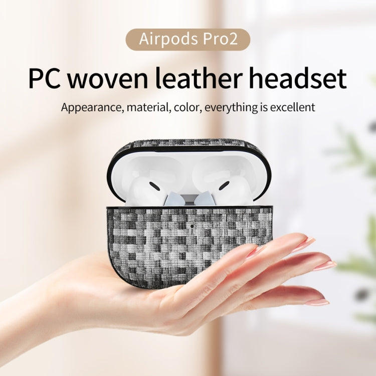 For AirPods Pro 2 PC Woven Leather Skin Earphone Case