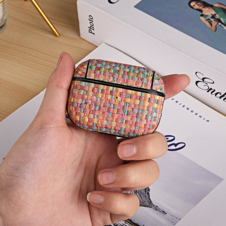 For AirPods Pro 2 PC Woven Leather Skin Earphone Case