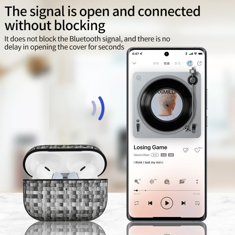 For AirPods Pro 2 PC Woven Leather Skin Earphone Case