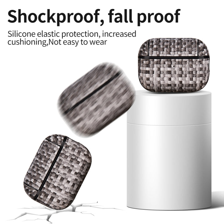 For AirPods Pro 2 PC Woven Leather Skin Earphone Case