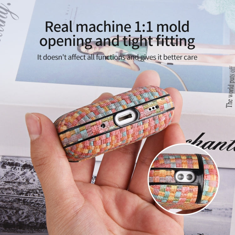 For AirPods Pro 2 PC Woven Leather Skin Earphone Case