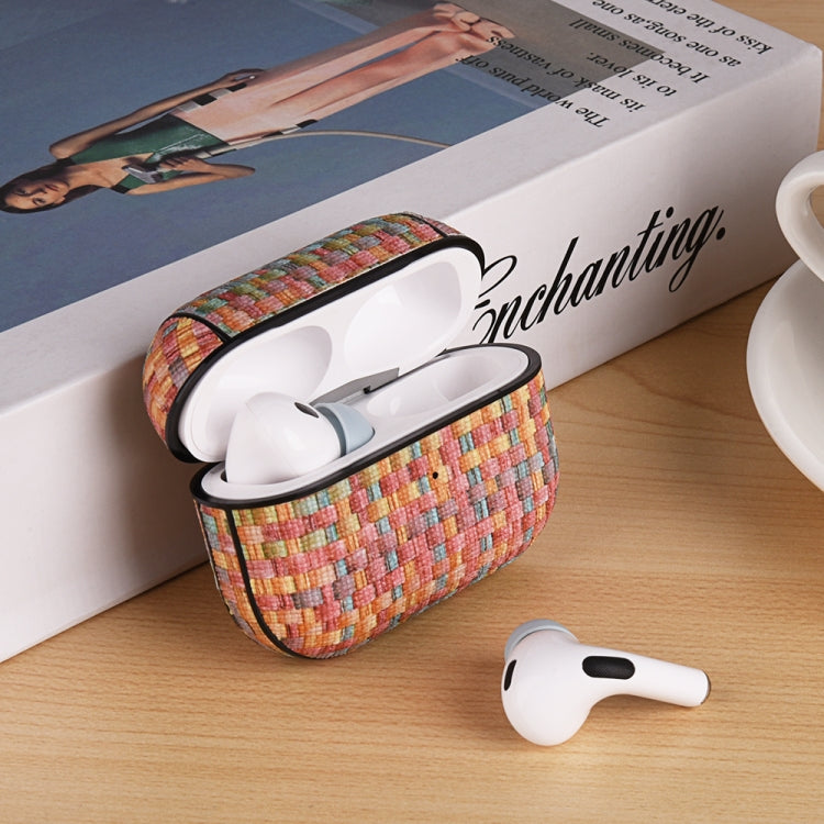 For AirPods Pro 2 PC Woven Leather Skin Earphone Case
