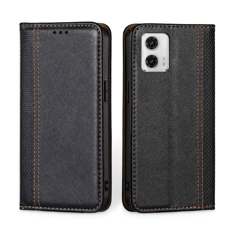 For Motorola Moto G73 5G Grid Texture Magnetic Flip Leather Phone Case
