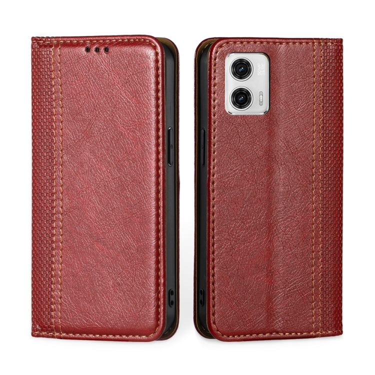 For Motorola Moto G73 5G Grid Texture Magnetic Flip Leather Phone Case