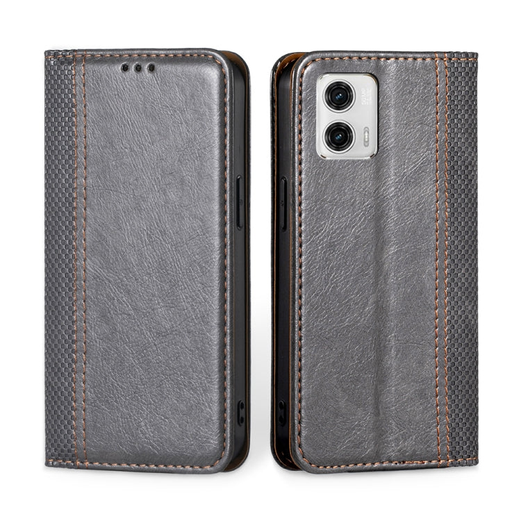 For Motorola Moto G73 5G Grid Texture Magnetic Flip Leather Phone Case