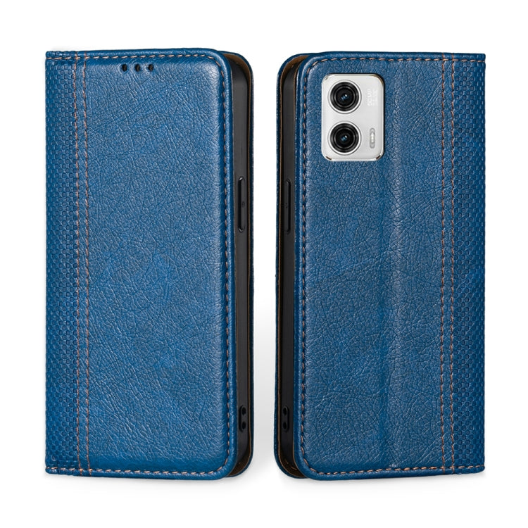 For Motorola Moto G73 5G Grid Texture Magnetic Flip Leather Phone Case