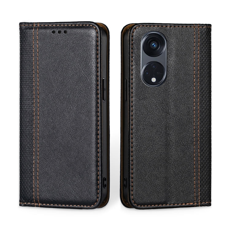 For OPPO Reno8 T 5G/A1 Pro 5G Grid Texture Magnetic Flip Leather Phone Case