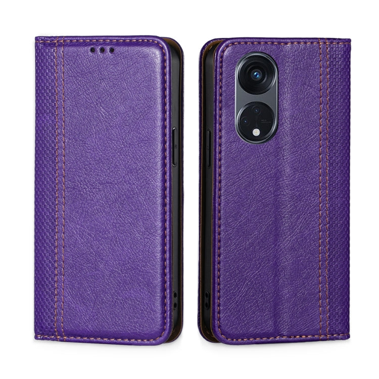 For OPPO Reno8 T 5G/A1 Pro 5G Grid Texture Magnetic Flip Leather Phone Case