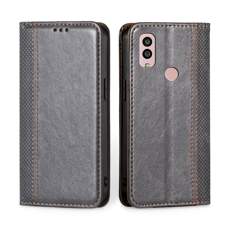 For Kyocera Android One S10 Grid Texture Magnetic Flip Leather Phone Case