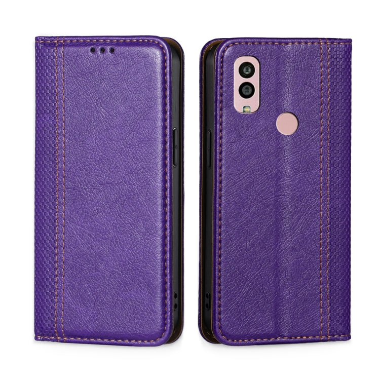 For Kyocera Android One S10 Grid Texture Magnetic Flip Leather Phone Case