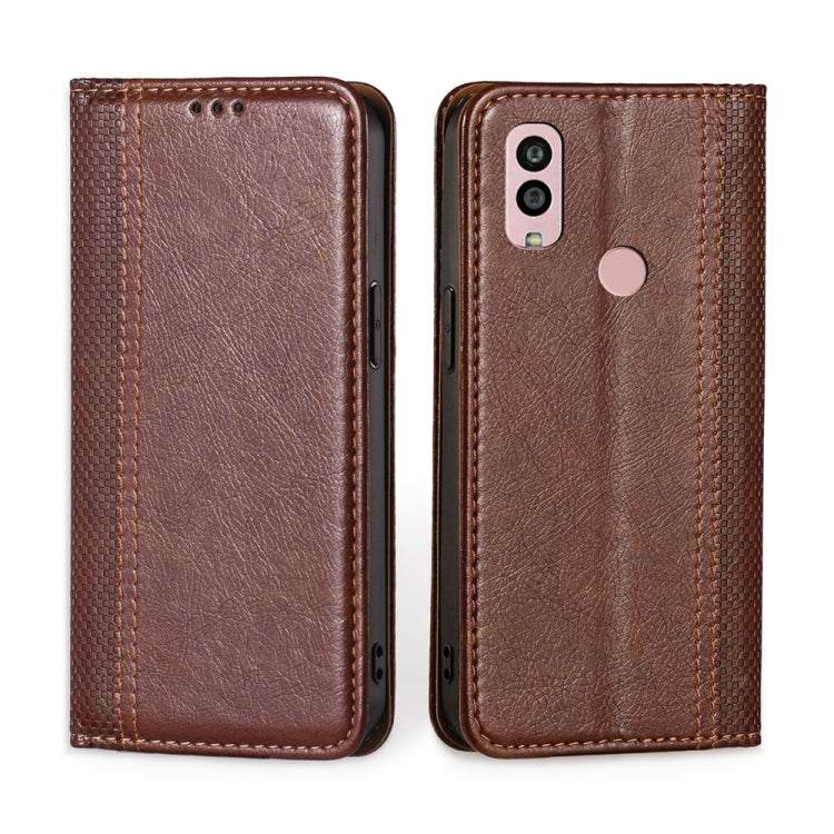 For Kyocera Android One S10 Grid Texture Magnetic Flip Leather Phone Case