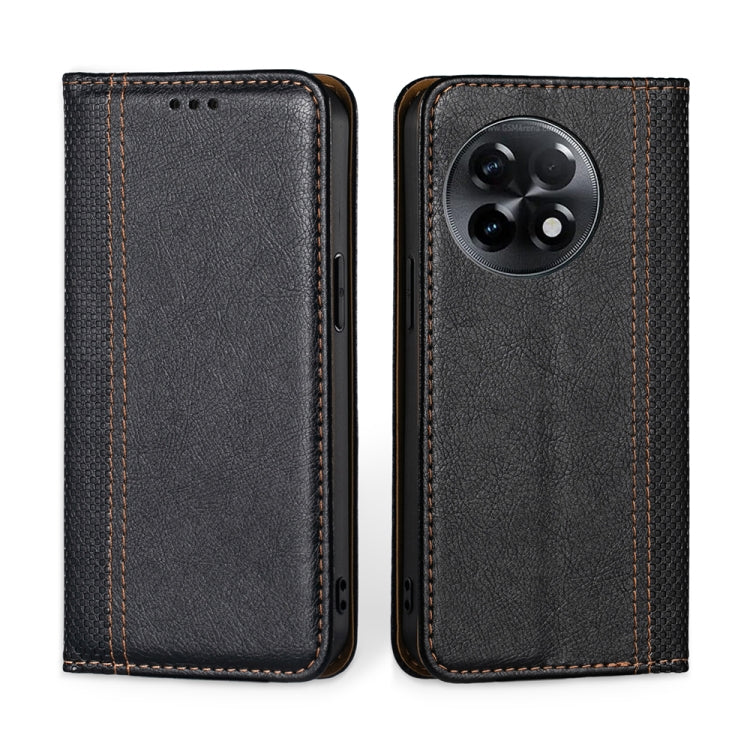 For OnePlus Ace 2/11R Grid Texture Magnetic Flip Leather Phone Case