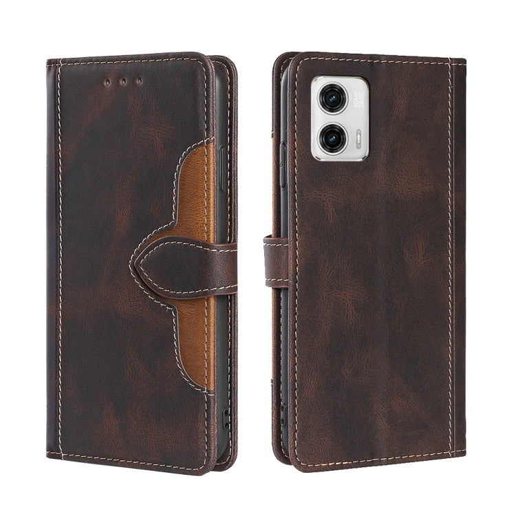 For Motorola Moto G73 5G Skin Feel Magnetic Buckle Leather Phone Case