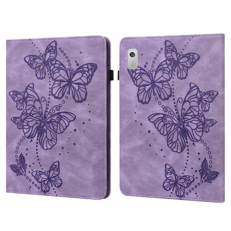 For Lenovo Tab M9 Embossed Butterfly Pattern Leather Tablet Case