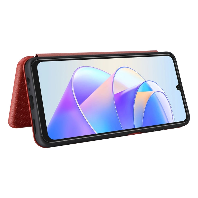 For Honor X7a Carbon Fiber Texture Flip Leather Phone Case