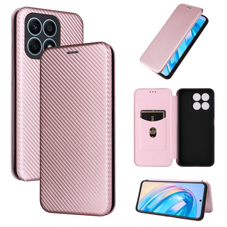 For Honor X8a Carbon Fiber Texture Flip Leather Phone Case