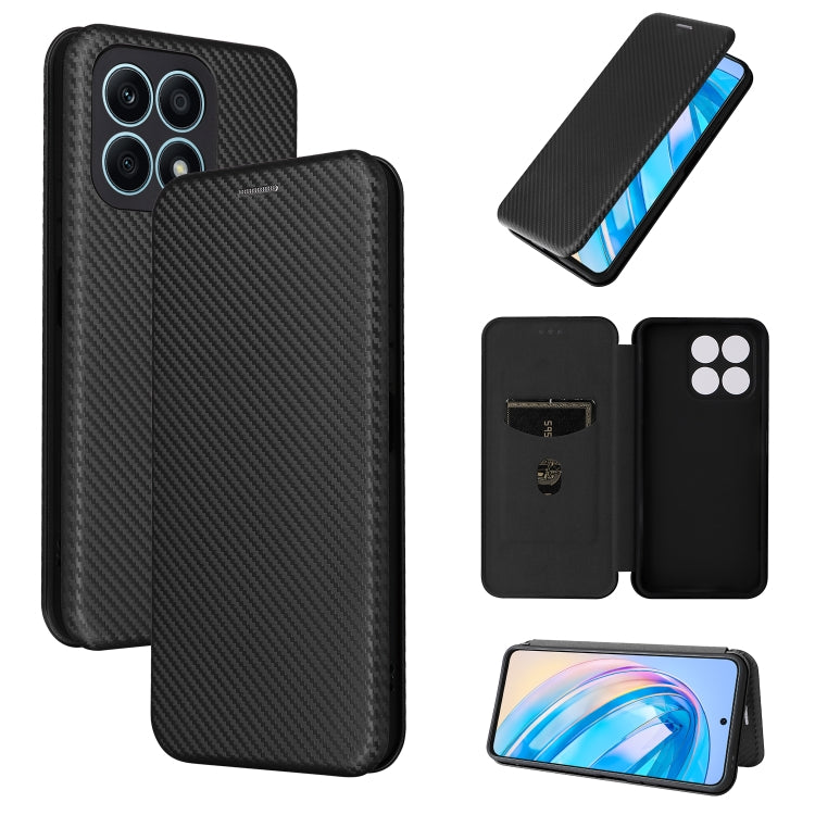 For Honor X8a Carbon Fiber Texture Flip Leather Phone Case