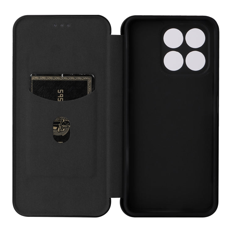 For Honor X8a Carbon Fiber Texture Flip Leather Phone Case