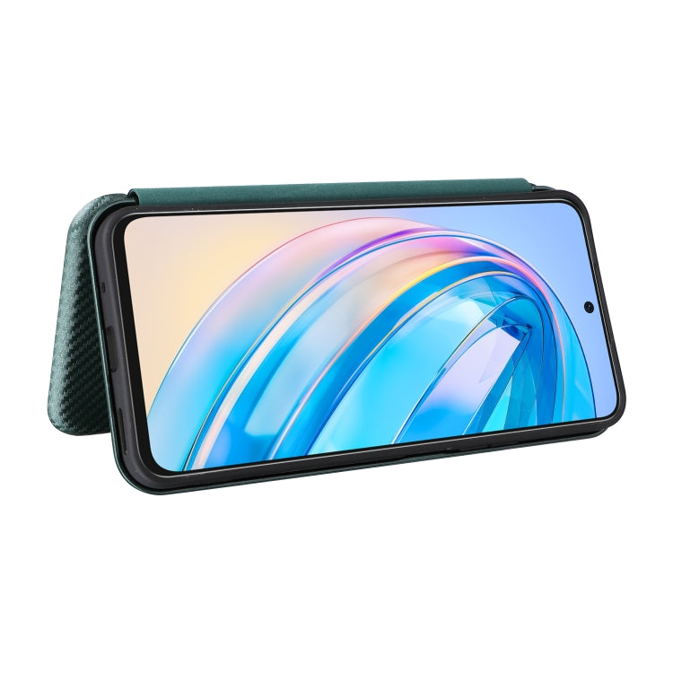 For Honor X8a Carbon Fiber Texture Flip Leather Phone Case