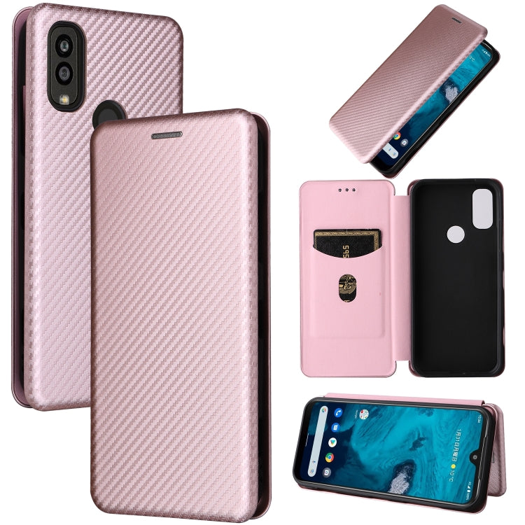 For Kyocera Android One S10 Carbon Fiber Texture Flip Leather Phone Case